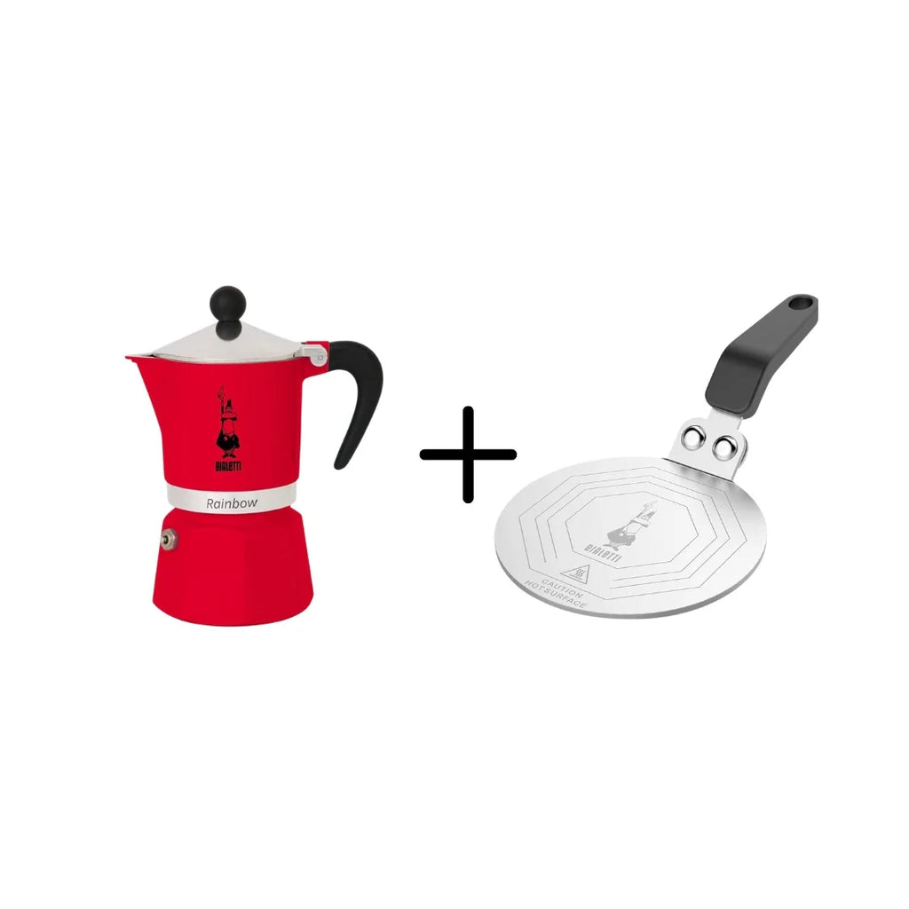 Bialetti Moka Express 6 Cup,4943, Rossa Espresso Maker + Induction Plate