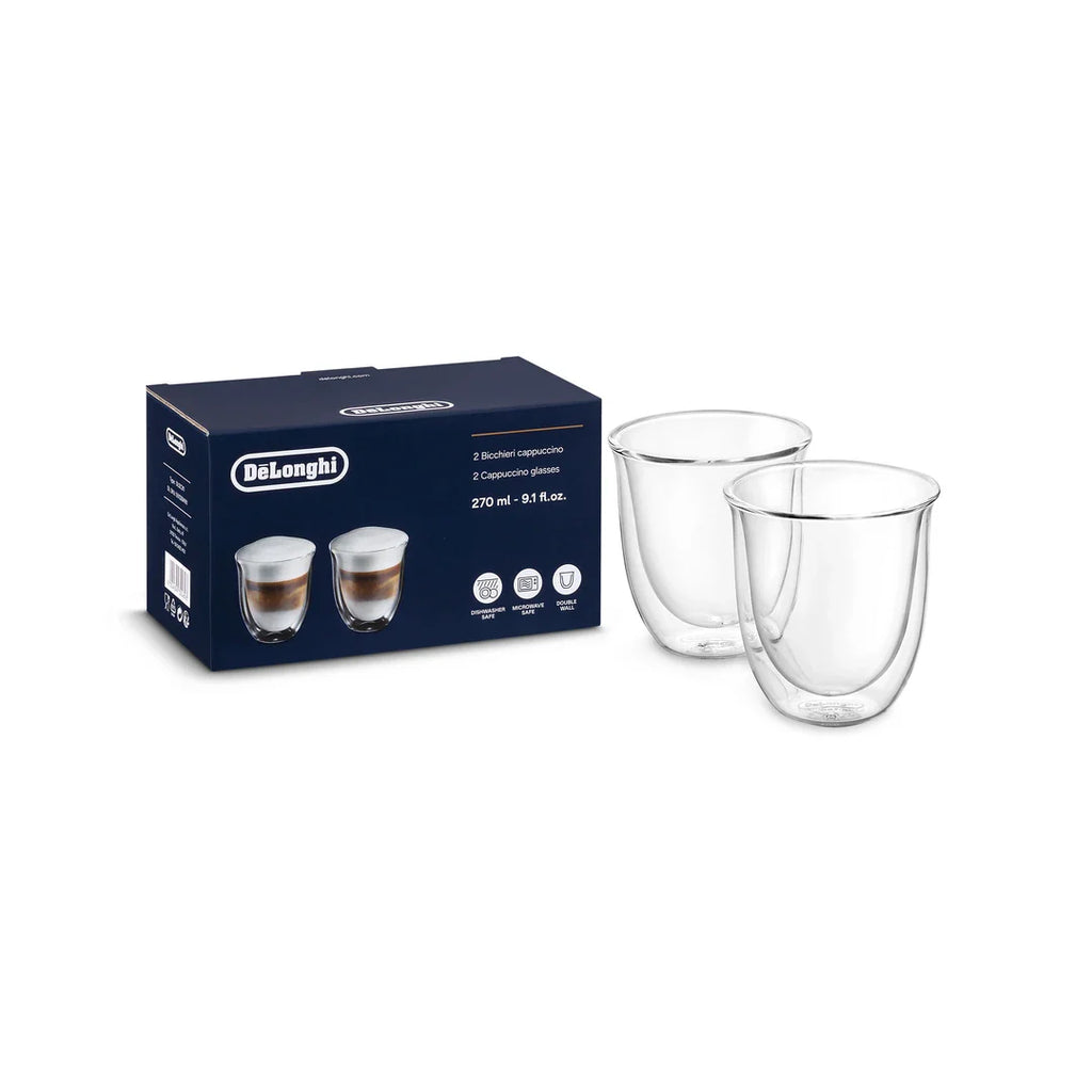 DeLonghi Cappuccino Glass Double Wall Cups 190 ML